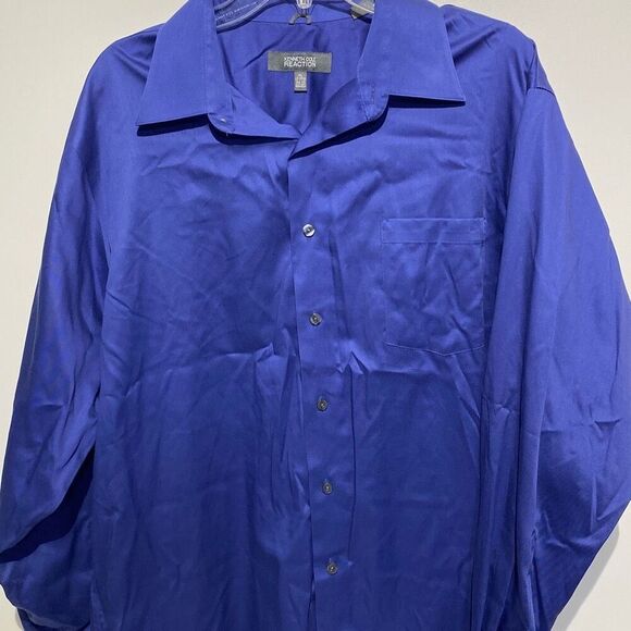 Kenneth Cole Reaction Men's Blue Cotton Long Sleeve Button-Up Shirt Size XL - Picture 1 of 11